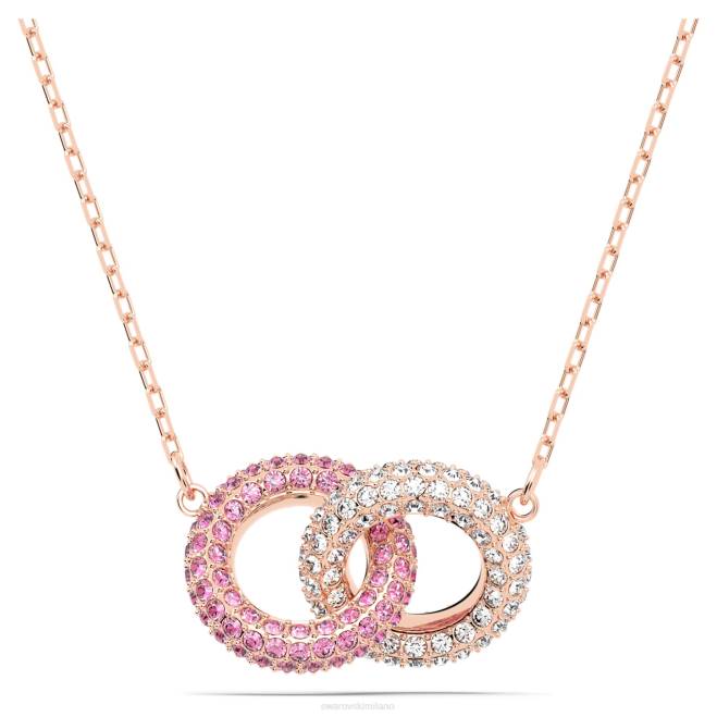 Swarovski DV4B35 gioielleria cerchi intrecciati, rosa, placcato tonalità oro rosa collana di pietra