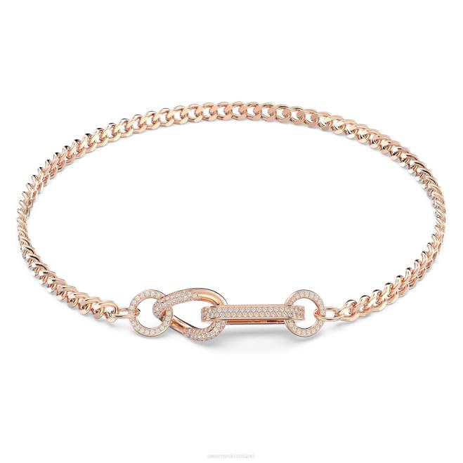 Swarovski DV4B36 gioielleria pavé, maglie miste, bianco, placcato tonalità oro rosa collana destrezza