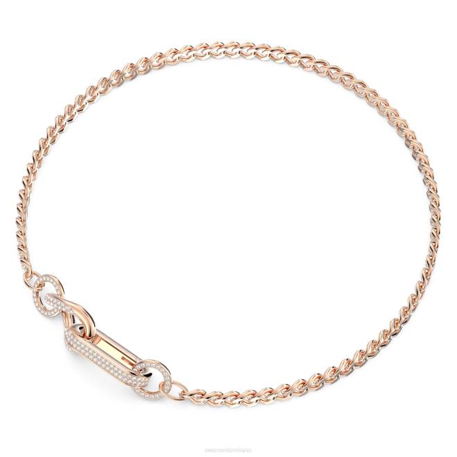 Swarovski DV4B36 gioielleria pavé, maglie miste, bianco, placcato tonalità oro rosa collana destrezza