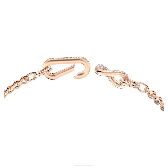 Swarovski DV4B36 gioielleria pavé, maglie miste, bianco, placcato tonalità oro rosa collana destrezza