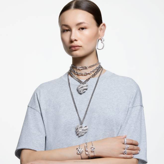 Swarovski DV4B37 gioielleria di tendenza, maglie miste, bianco, placcato rodio collana destrezza