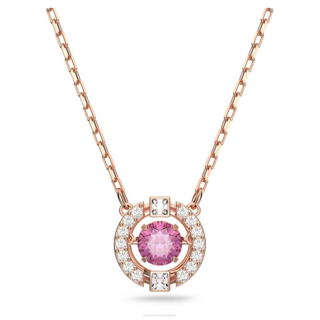 Swarovski DV4B38 gioielleria taglio rotondo, rosso, placcato tonalità oro rosa collana di danza scintillante