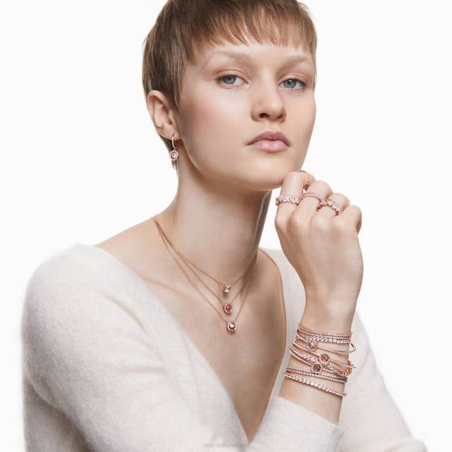 Swarovski DV4B38 gioielleria taglio rotondo, rosso, placcato tonalità oro rosa collana di danza scintillante