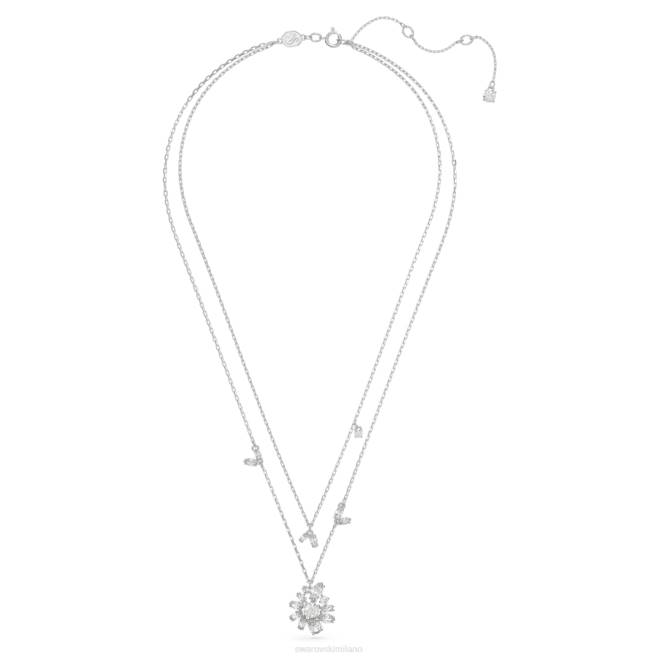 Swarovski DV4B39 gioielleria tagli misti, fiore, bianco, rodiato collana a strati gema