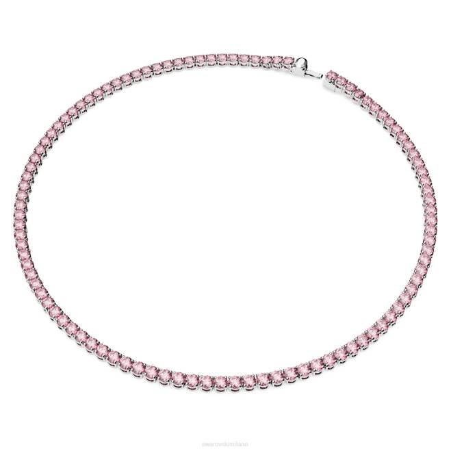 Swarovski DV4B3 gioielleria taglio rotondo, rosa, placcato rodio collana da tennis Matrix