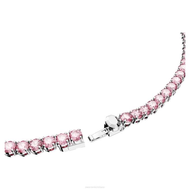 Swarovski DV4B3 gioielleria taglio rotondo, rosa, placcato rodio collana da tennis Matrix