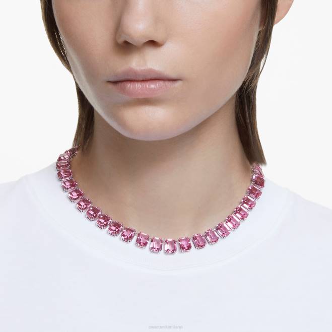 Swarovski DV4B40 gioielleria rosa, placcato rodio collana millenia taglio ottagonale