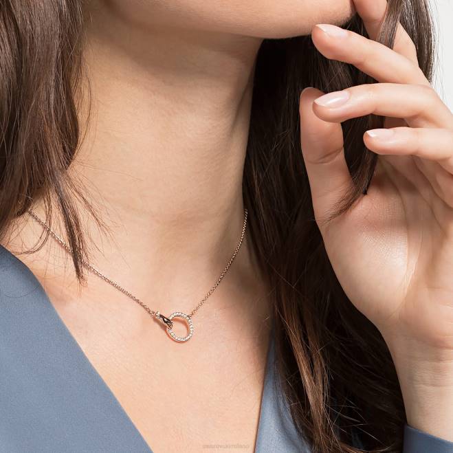 Swarovski DV4B42 gioielleria mano, bianco, placcato tonalità oro rosa collana simbolica