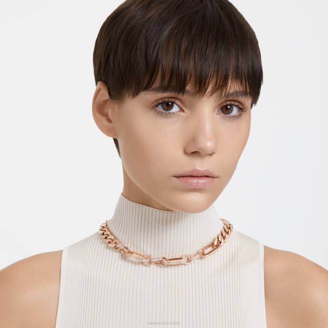 Swarovski DV4B44 gioielleria Di tendenza, maglie miste, bianco, placcato tonalità oro rosa collana destrezza