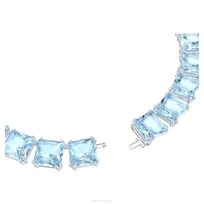 Swarovski DV4B46 gioielleria taglio quadrato, blu, placcato rodio collana millenaria