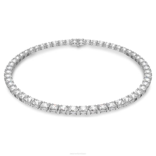 Swarovski DV4B48 gioielleria taglio quadrato, bianco, placcato rodio collana millenaria