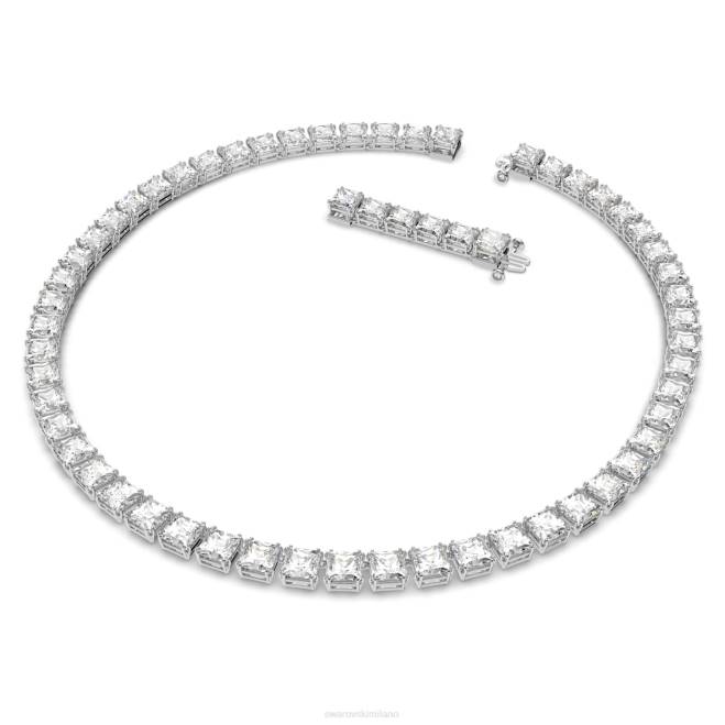 Swarovski DV4B48 gioielleria taglio quadrato, bianco, placcato rodio collana millenaria