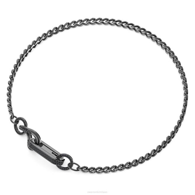 Swarovski DV4B49 gioielleria pavé, maglie miste, nero, placcato rutenio collana destrezza