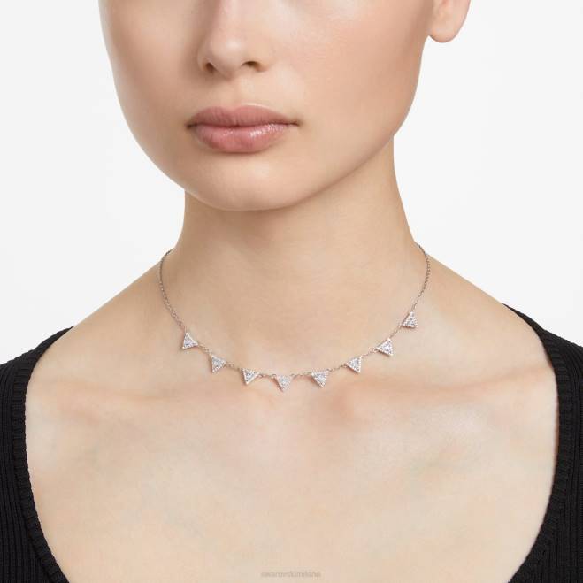 Swarovski DV4B51 gioielleria taglio a triangolo, bianco, placcato rodio collana di ortice