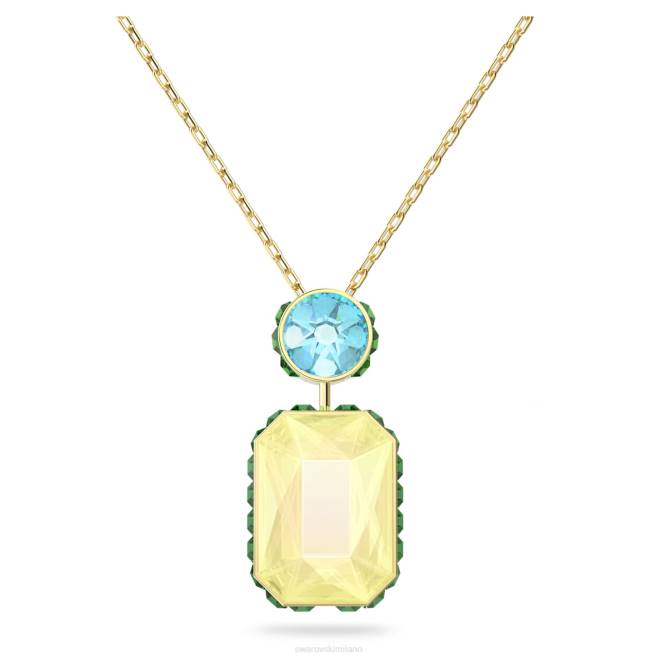 Swarovski DV4B59 gioielleria Taglio ottagonale, multicolore, placcato color oro collana dell'orbita