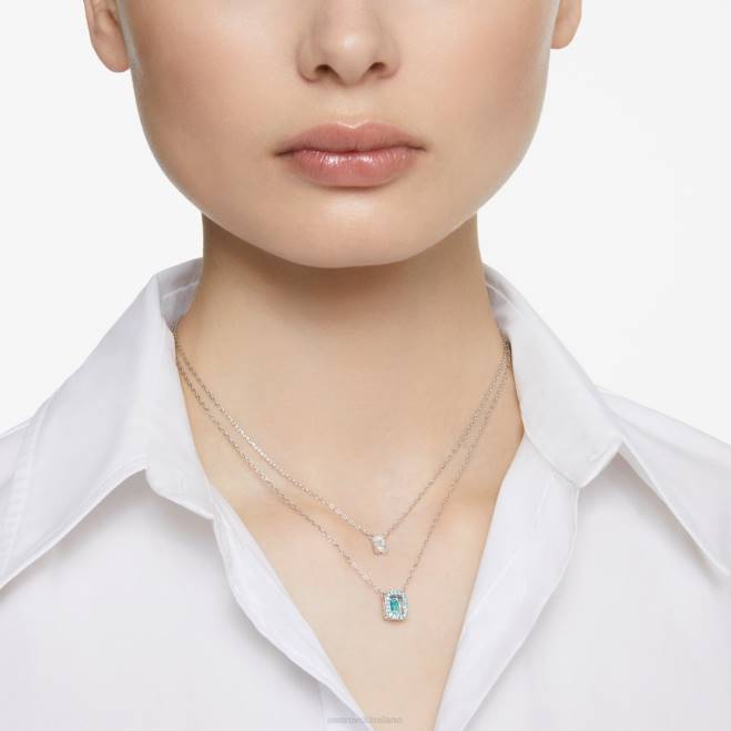 Swarovski DV4B61 gioielleria taglio ottagonale, verde, placcato rodio collana a strati millenari