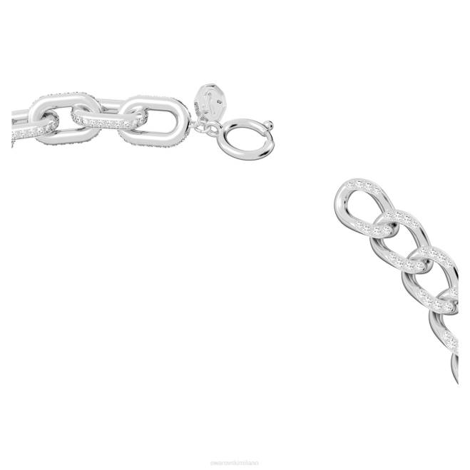 Swarovski DV4B64 gioielleria maglie miste, bianche, placcate rodio collana destrezza
