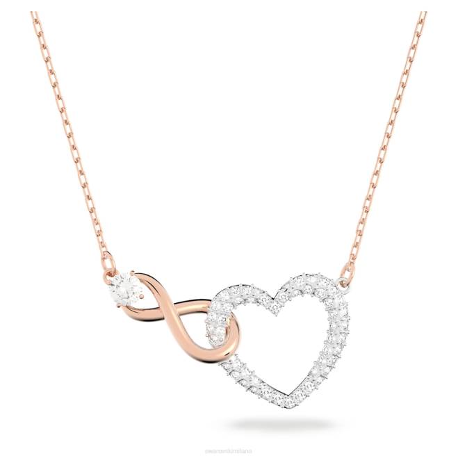 Swarovski DV4B65 gioielleria infinito e cuore, bianco, finitura metallo misto collana dell'infinito