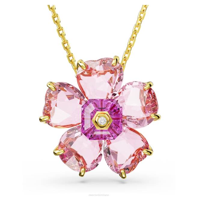 Swarovski DV4B69 gioielleria fiore, rosa, placcato color oro collana fiorita