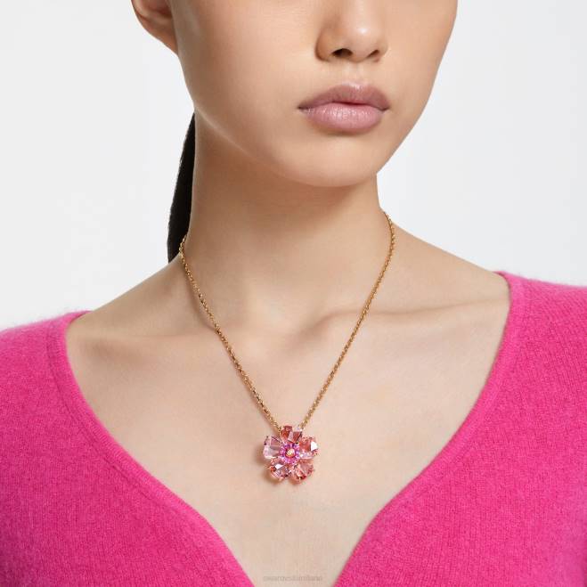 Swarovski DV4B69 gioielleria fiore, rosa, placcato color oro collana fiorita