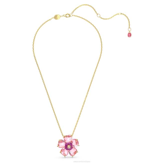 Swarovski DV4B69 gioielleria fiore, rosa, placcato color oro collana fiorita