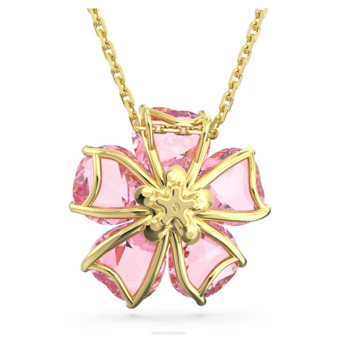 Swarovski DV4B69 gioielleria fiore, rosa, placcato color oro collana fiorita