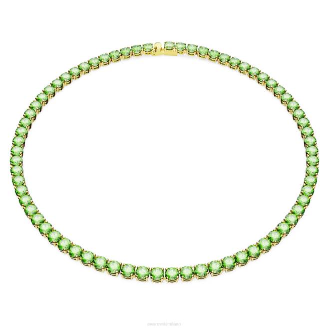 Swarovski DV4B6 gioielleria taglio rotondo, verde, placcato color oro collana da tennis Matrix