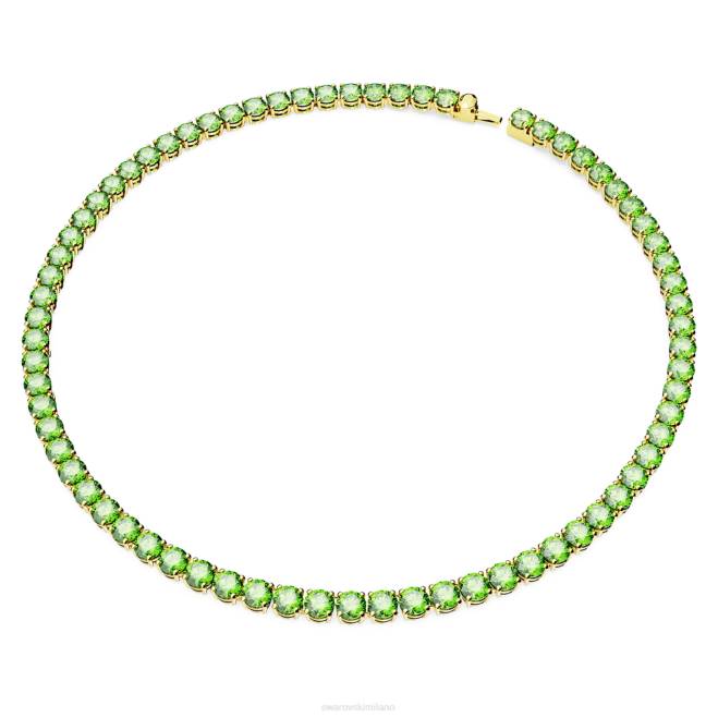 Swarovski DV4B6 gioielleria taglio rotondo, verde, placcato color oro collana da tennis Matrix