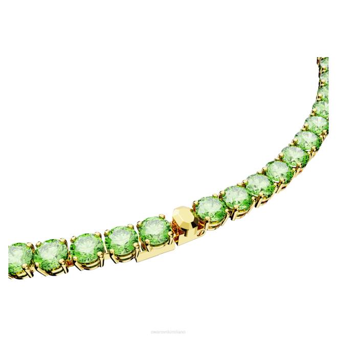 Swarovski DV4B6 gioielleria taglio rotondo, verde, placcato color oro collana da tennis Matrix