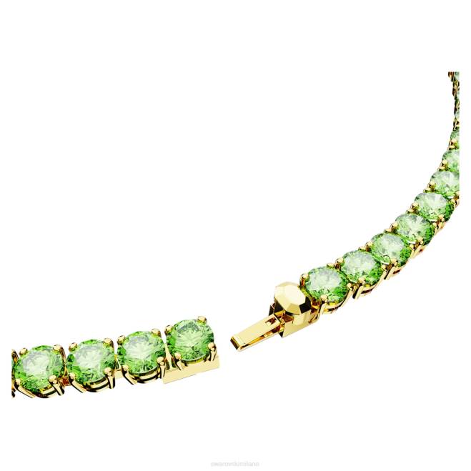Swarovski DV4B6 gioielleria taglio rotondo, verde, placcato color oro collana da tennis Matrix