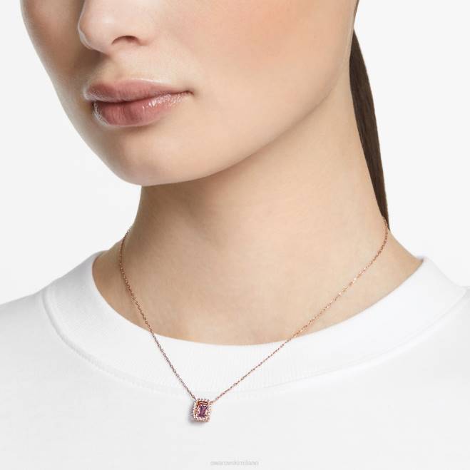 Swarovski DV4B71 gioielleria viola, placcato tonalità oro rosa collana millenia taglio ottagonale