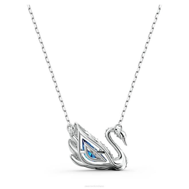 Swarovski DV4B78 gioielleria cigno, blu, placcato rodio collana di cigno danzante