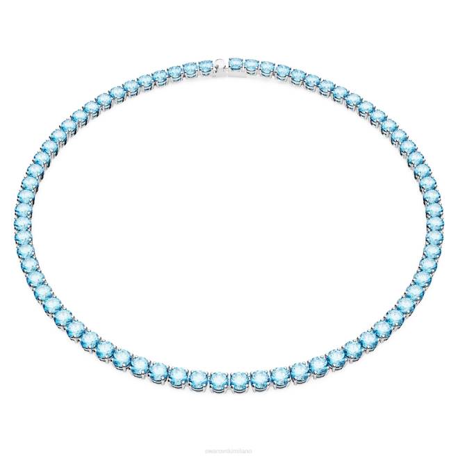 Swarovski DV4B7 gioielleria taglio rotondo, blu, placcato rodio collana da tennis Matrix