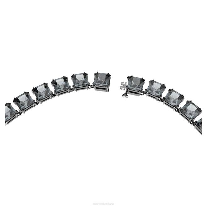 Swarovski DV4B81 gioielleria taglio quadrato, grigio, placcato rutenio collana millenaria