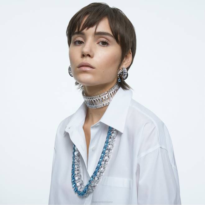 Swarovski DV4B86 gioielleria cristalli oversize, taglio trilliant, bianchi, placcati rodio collana millenaria