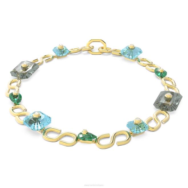 Swarovski DV4B88 gioielleria tagli misti, multicolori, placcati oro collana numina