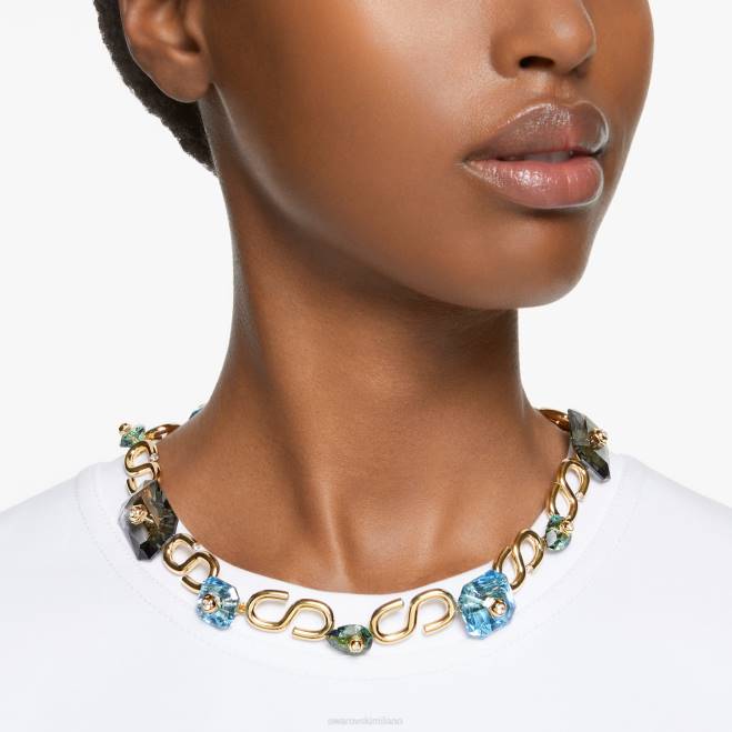 Swarovski DV4B88 gioielleria tagli misti, multicolori, placcati oro collana numina