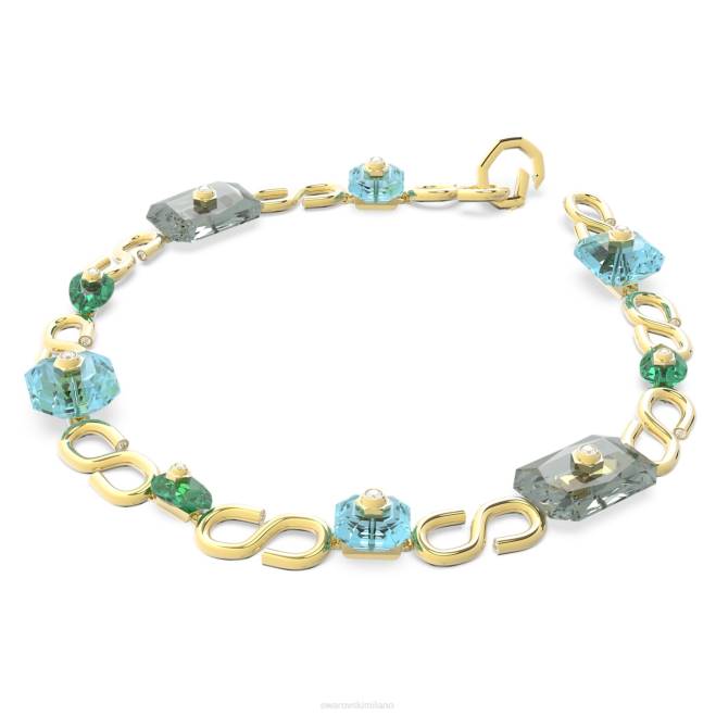 Swarovski DV4B88 gioielleria tagli misti, multicolori, placcati oro collana numina