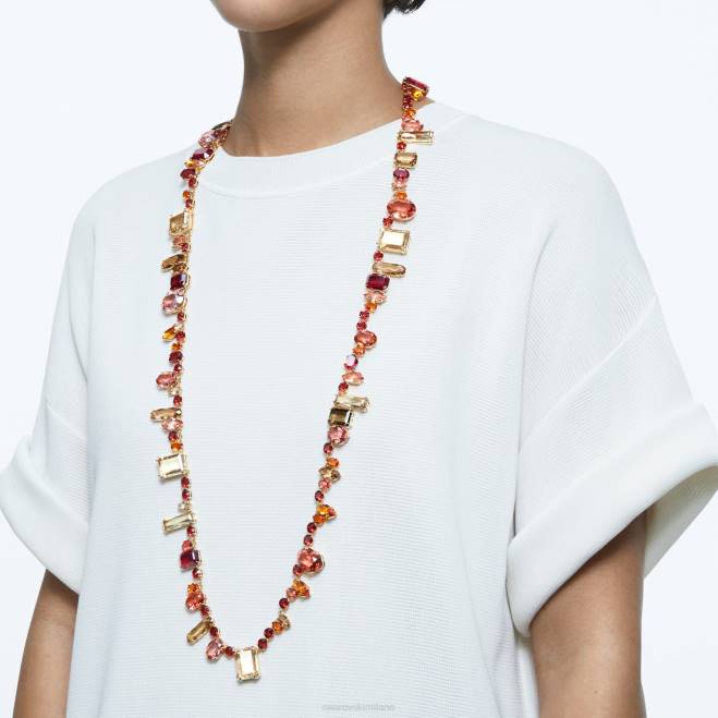 Swarovski DV4B92 gioielleria tagli misti, multicolori, placcati oro collana gemma