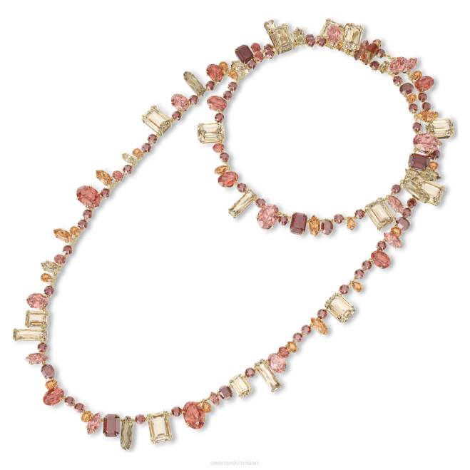 Swarovski DV4B92 gioielleria tagli misti, multicolori, placcati oro collana gemma