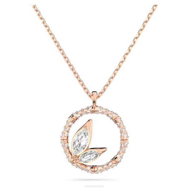 Swarovski DV4B96 gioielleria forma rotonda, bambù, bianco, placcato tonalità oro rosa collana dellio