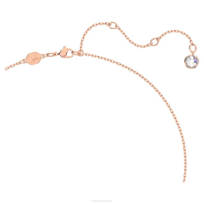 Swarovski DV4B96 gioielleria forma rotonda, bambù, bianco, placcato tonalità oro rosa collana dellio