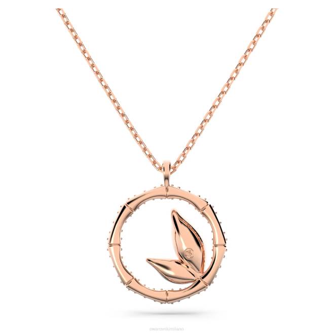 Swarovski DV4B96 gioielleria forma rotonda, bambù, bianco, placcato tonalità oro rosa collana dellio