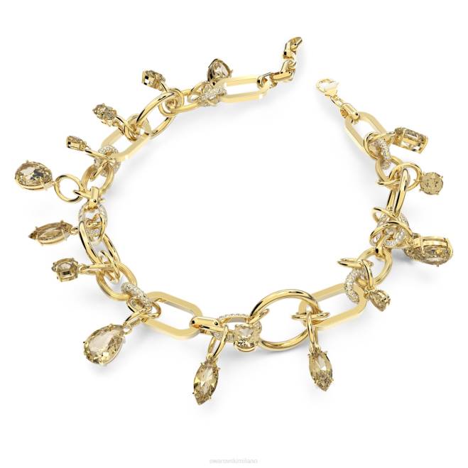Swarovski DV4B97 gioielleria marrone, placcato color oro collana d'ambra