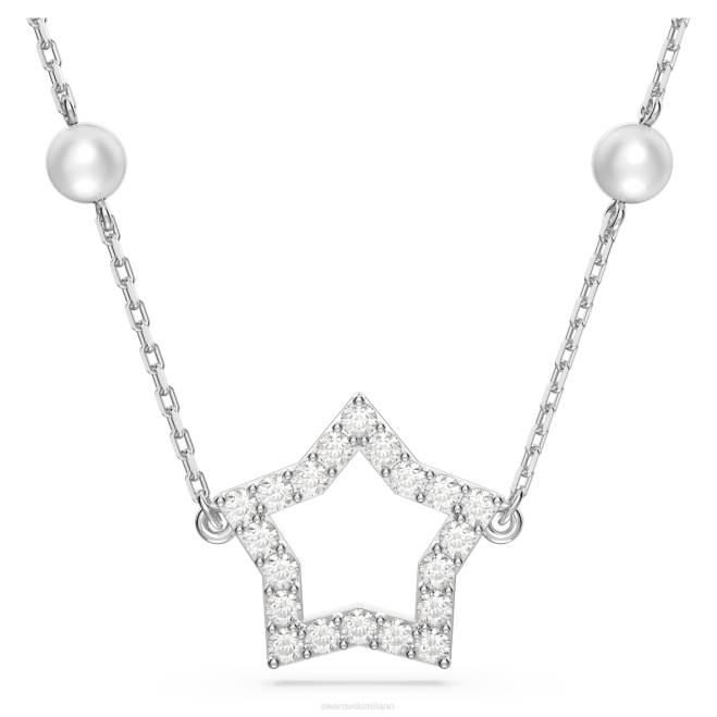 Swarovski DV4B98 gioielleria stella, bianca, placcata rodio collana stella