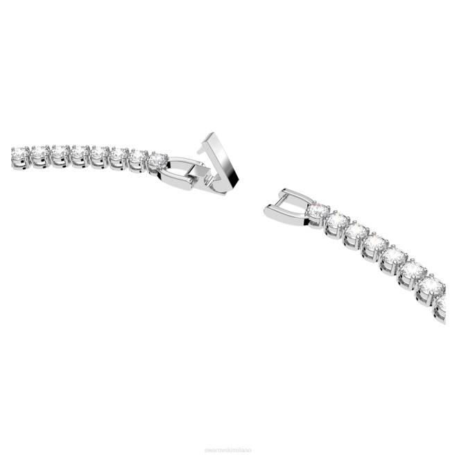 Swarovski DV4B9 gioielleria taglio rotondo, bianco, placcato rodio collana tennis deluxe