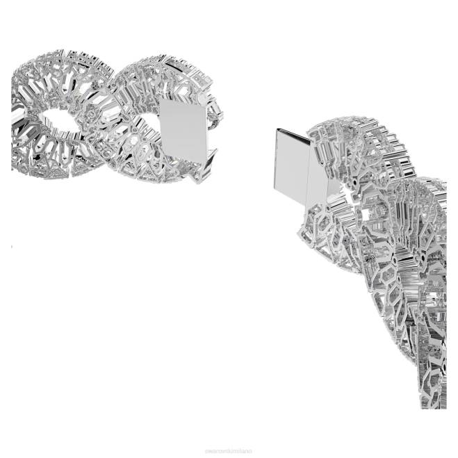 Swarovski DV4B349 gioielleria tagli misti, ondulati, bianchi, rodiati girocollo di iperbole