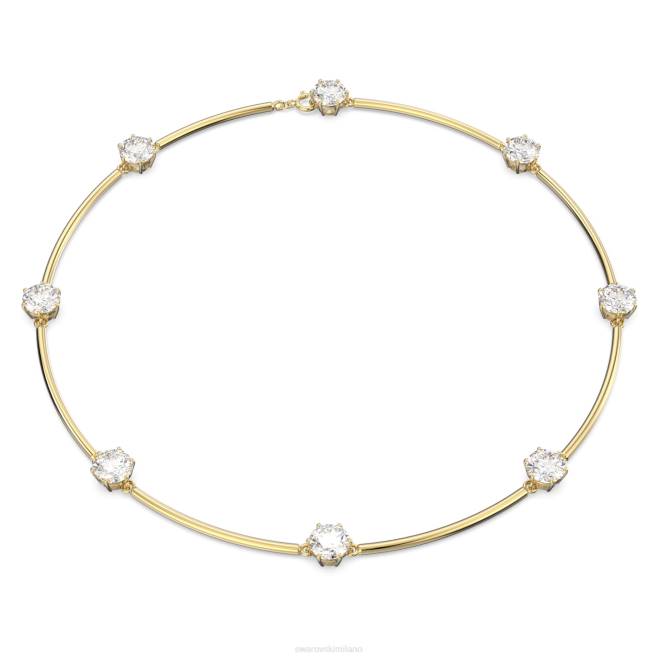 Swarovski DV4B353 gioielleria taglio rotondo, bianco, placcato oro lucido girocollo costellazione