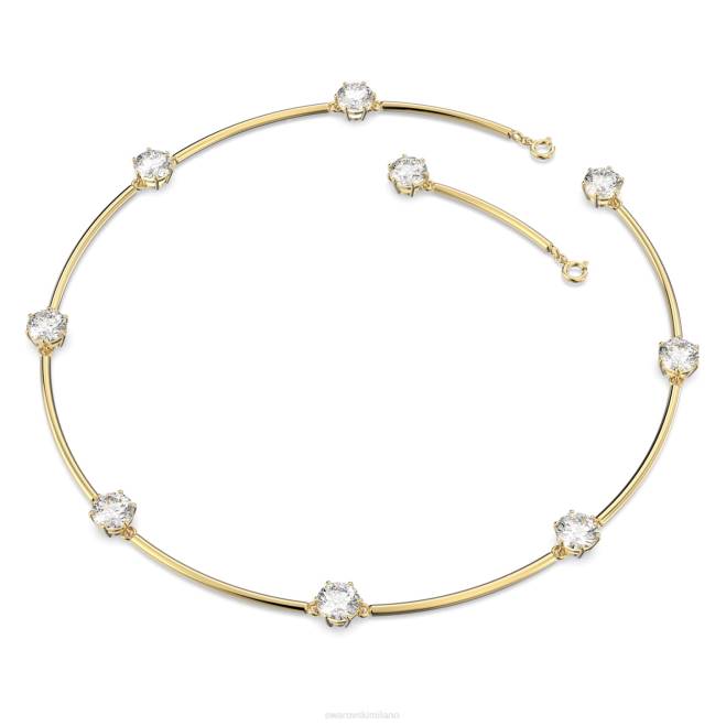 Swarovski DV4B353 gioielleria taglio rotondo, bianco, placcato oro lucido girocollo costellazione