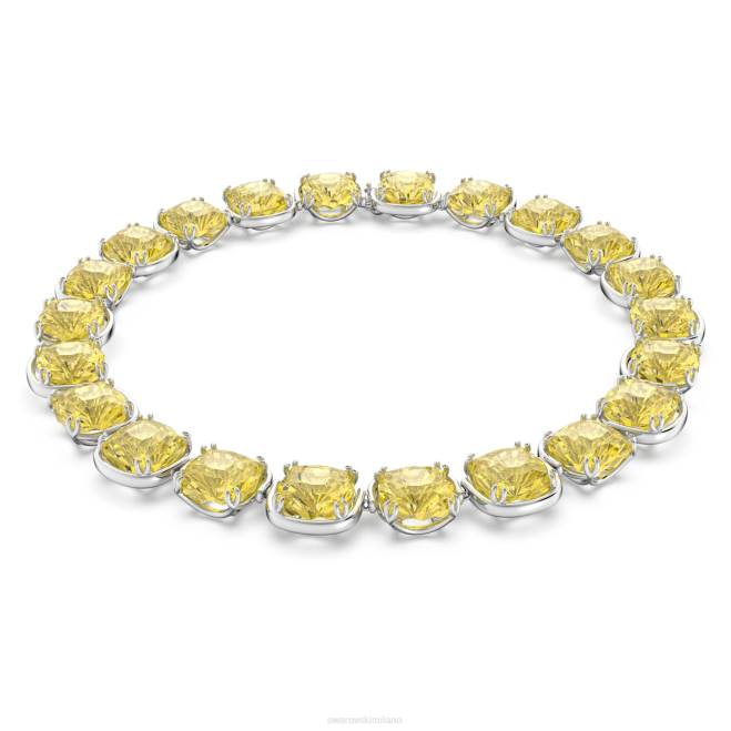 Swarovski DV4B356 gioielleria taglio cuscino, giallo, placcato rodio girocollo armonia